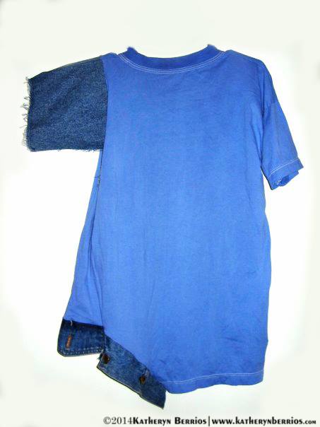 t-shirt Diablo: Diablada , trazos ,algodón sobre tela, pintado a mano , mistura con denim manga, esquina pretina.