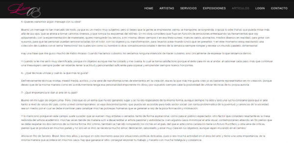 Entrevista para Lewinson Art